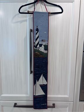 Warren Kimble “Coastal Breeze” woven tapestry bell pull lighthouse wall hanging